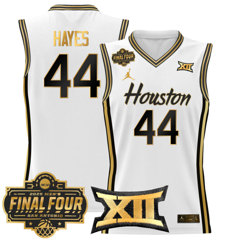 Men Houston Cougars #44 Hayes white 2025 Final Four Patch NCAA Jersey style 2